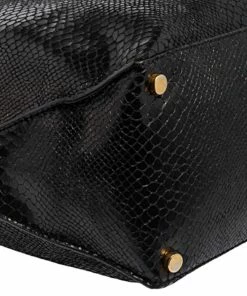Budget 🛒 Stella McCartney Black Faux Snakeskin Embossed Leather Zip Shopper Tote For 👩 Women 🛒 -Stella McCartney Shop luxury women stella mccartney used handbags p478071 007