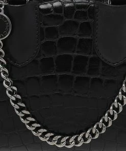 Best deal 🎁 Stella McCartney Black Faux Croc Embossed Leather Falabella Tote For 👩 Women 👍 -Stella McCartney Shop luxury women stella mccartney used handbags p481295 003