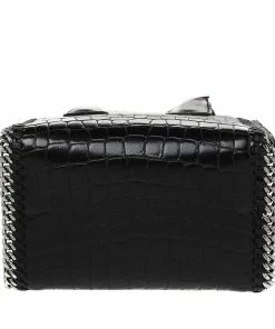 Best deal 🎁 Stella McCartney Black Faux Croc Embossed Leather Falabella Tote For 👩 Women 👍 -Stella McCartney Shop luxury women stella mccartney used handbags p481295 009