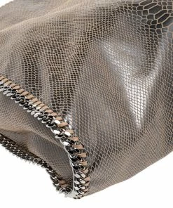 Deals ❤️ Stella McCartney Brown Faux Python Embossed Leather Falabella Tote For 👩 Women ⌛ -Stella McCartney Shop luxury women stella mccartney used handbags p482673 002