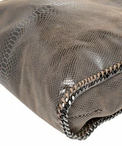 Deals ❤️ Stella McCartney Brown Faux Python Embossed Leather Falabella Tote For 👩 Women ⌛ -Stella McCartney Shop luxury women stella mccartney used handbags p482673 003