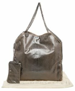 Deals ❤️ Stella McCartney Brown Faux Python Embossed Leather Falabella Tote For 👩 Women ⌛ -Stella McCartney Shop luxury women stella mccartney used handbags p482673 008