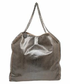 Deals ❤️ Stella McCartney Brown Faux Python Embossed Leather Falabella Tote For 👩 Women ⌛