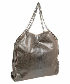 Deals ❤️ Stella McCartney Brown Faux Python Embossed Leather Falabella Tote For 👩 Women ⌛ -Stella McCartney Shop luxury women stella mccartney used handbags p482673 011
