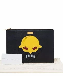 Brand new 💯 Stella McCartney Black Faux Leather Zip Pouch For 👩 Women 🥰 -Stella McCartney Shop luxury women stella mccartney used handbags p482946 008