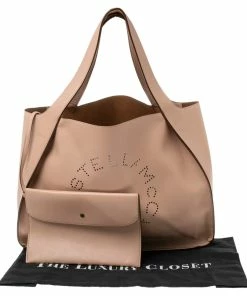 Coupon 🔔 Stella McCartney Beige Faux Leather Perforated Logo Tote For 👩 Women 🎉 -Stella McCartney Shop luxury women stella mccartney used handbags p486930 008