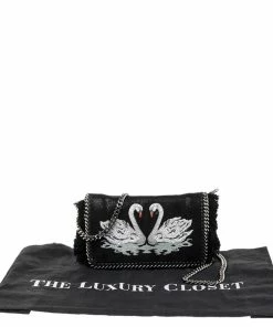 Deals ⌛ Stella McCartney Black Faux Leather Falabella Swan Crossbody Bag For 👩 Women ✨ -Stella McCartney Shop luxury women stella mccartney used handbags p488405 004