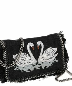 Deals ⌛ Stella McCartney Black Faux Leather Falabella Swan Crossbody Bag For 👩 Women ✨ -Stella McCartney Shop luxury women stella mccartney used handbags p488405 005