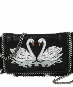 Deals ⌛ Stella McCartney Black Faux Leather Falabella Swan Crossbody Bag For 👩 Women ✨