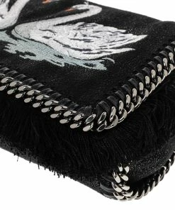 Deals ⌛ Stella McCartney Black Faux Leather Falabella Swan Crossbody Bag For 👩 Women ✨ -Stella McCartney Shop luxury women stella mccartney used handbags p488405 011
