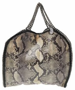 Top 10 🎁 Stella McCartney Beige Faux Python Leather Falabella Tote For 👩 Women 😉 -Stella McCartney Shop luxury women stella mccartney used handbags p489842 008