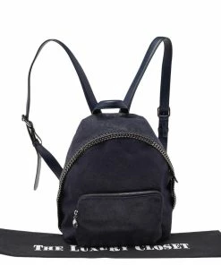 Buy 🥰 Stella McCartney Dark Blue Faux Suede Falabella 🎒 Backpack For 👩 Women 🤩 -Stella McCartney Shop luxury women stella mccartney used handbags p490447 006