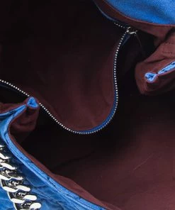 Coupon ⌛ Stella McCartney Blue Quilted Faux Suede Beckett Shoulder Bag For 👩 Women 🤩 -Stella McCartney Shop luxury women stella mccartney used handbags p495465 002