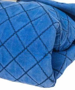 Coupon ⌛ Stella McCartney Blue Quilted Faux Suede Beckett Shoulder Bag For 👩 Women 🤩 -Stella McCartney Shop luxury women stella mccartney used handbags p495465 005