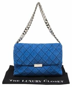 Coupon ⌛ Stella McCartney Blue Quilted Faux Suede Beckett Shoulder Bag For 👩 Women 🤩 -Stella McCartney Shop luxury women stella mccartney used handbags p495465 010