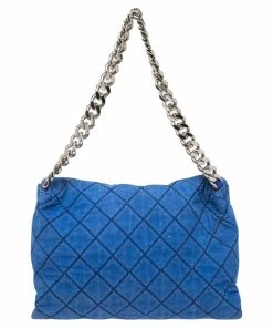 Coupon ⌛ Stella McCartney Blue Quilted Faux Suede Beckett Shoulder Bag For 👩 Women 🤩 -Stella McCartney Shop luxury women stella mccartney used handbags p495465 012