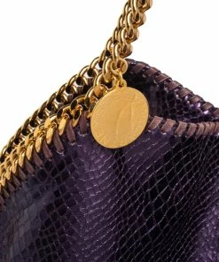 Flash Sale 🔥 Stella McCartney Metallic Purple Faux Python Leather Large Falabella Tote For 👩 Women 😍 -Stella McCartney Shop luxury women stella mccartney used handbags p499965 006