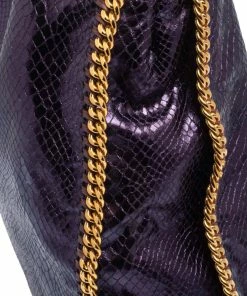 Flash Sale 🔥 Stella McCartney Metallic Purple Faux Python Leather Large Falabella Tote For 👩 Women 😍 -Stella McCartney Shop luxury women stella mccartney used handbags p499965 009