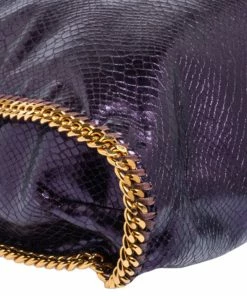 Flash Sale 🔥 Stella McCartney Metallic Purple Faux Python Leather Large Falabella Tote For 👩 Women 😍 -Stella McCartney Shop luxury women stella mccartney used handbags p499965 011
