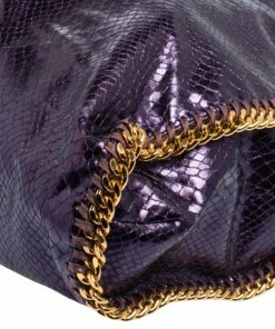 Flash Sale 🔥 Stella McCartney Metallic Purple Faux Python Leather Large Falabella Tote For 👩 Women 😍 -Stella McCartney Shop luxury women stella mccartney used handbags p499965 012
