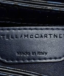 Wholesale 😉 Stella McCartney Navy Blue Croc Embossed Faux Leather Falabella Star Box Bag For 👩 Women 🥰 -Stella McCartney Shop luxury women stella mccartney used handbags p501409 002