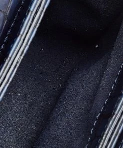 Wholesale 😉 Stella McCartney Navy Blue Croc Embossed Faux Leather Falabella Star Box Bag For 👩 Women 🥰 -Stella McCartney Shop luxury women stella mccartney used handbags p501409 004