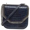 Wholesale 😉 Stella McCartney Navy Blue Croc Embossed Faux Leather Falabella Star Box Bag For 👩 Women 🥰 -Stella McCartney Shop luxury women stella mccartney used handbags p501409 009