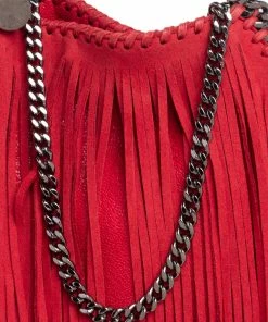 Brand new 🤩 Stella McCartney Red Faux Suede Small Falabella Fringed Tote For 👩 Women 😀 -Stella McCartney Shop luxury women stella mccartney used handbags p502570 008