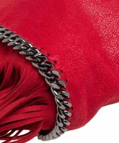 Brand new 🤩 Stella McCartney Red Faux Suede Small Falabella Fringed Tote For 👩 Women 😀 -Stella McCartney Shop luxury women stella mccartney used handbags p502570 010