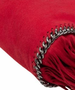 Brand new 🤩 Stella McCartney Red Faux Suede Small Falabella Fringed Tote For 👩 Women 😀 -Stella McCartney Shop luxury women stella mccartney used handbags p502570 011