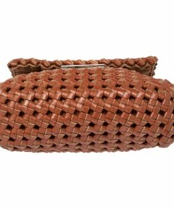 Hot Sale 😀 Stella McCartney Brown Woven Faux Leather Mini Brandy Becks Top Handle Bag For 👩 Women ✨ -Stella McCartney Shop luxury women stella mccartney used handbags p505910 002