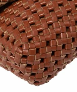 Hot Sale 😀 Stella McCartney Brown Woven Faux Leather Mini Brandy Becks Top Handle Bag For 👩 Women ✨ -Stella McCartney Shop luxury women stella mccartney used handbags p505910 003