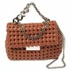 Hot Sale 😀 Stella McCartney Brown Woven Faux Leather Mini Brandy Becks Top Handle Bag For 👩 Women ✨