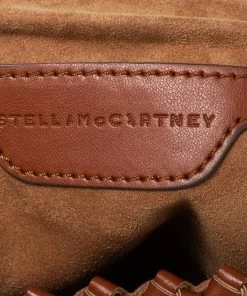Hot Sale 😀 Stella McCartney Brown Woven Faux Leather Mini Brandy Becks Top Handle Bag For 👩 Women ✨ -Stella McCartney Shop luxury women stella mccartney used handbags p505910 011