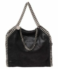 Best Pirce ⭐ Stella McCartney Black Faux Leather Mini Falabella Tote For 👩 Women 🎉