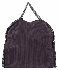 Cheapest 🔔 Stella McCartney Dark Purple Corduroy Falabella Fold Over Tote For 👩 Women 🎉 -Stella McCartney Shop luxury women stella mccartney used handbags p51398 003