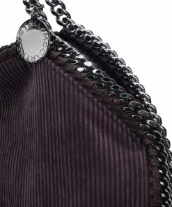 Cheapest 🔔 Stella McCartney Dark Purple Corduroy Falabella Fold Over Tote For 👩 Women 🎉 -Stella McCartney Shop luxury women stella mccartney used handbags p51398 005