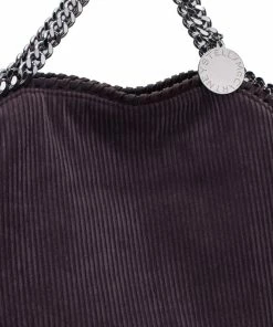 Cheapest 🔔 Stella McCartney Dark Purple Corduroy Falabella Fold Over Tote For 👩 Women 🎉 -Stella McCartney Shop luxury women stella mccartney used handbags p51398 007
