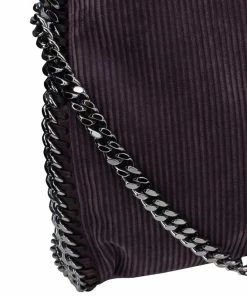 Cheapest 🔔 Stella McCartney Dark Purple Corduroy Falabella Fold Over Tote For 👩 Women 🎉 -Stella McCartney Shop luxury women stella mccartney used handbags p51398 009