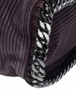 Cheapest 🔔 Stella McCartney Dark Purple Corduroy Falabella Fold Over Tote For 👩 Women 🎉 -Stella McCartney Shop luxury women stella mccartney used handbags p51398 010