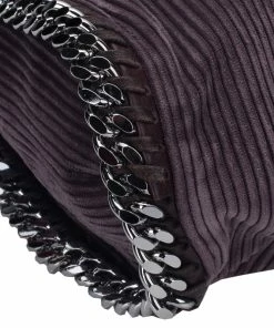 Cheapest 🔔 Stella McCartney Dark Purple Corduroy Falabella Fold Over Tote For 👩 Women 🎉 -Stella McCartney Shop luxury women stella mccartney used handbags p51398 011