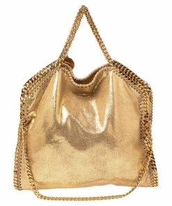 Coupon ✔️ Stella McCartney Gold Faux Suede Small Falabella Tote For 👩 Women 😀