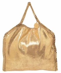 Coupon ✔️ Stella McCartney Gold Faux Suede Small Falabella Tote For 👩 Women 😀 -Stella McCartney Shop luxury women stella mccartney used handbags p514968 009