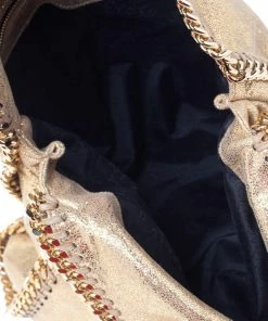 Coupon ✔️ Stella McCartney Gold Faux Suede Small Falabella Tote For 👩 Women 😀 -Stella McCartney Shop luxury women stella mccartney used handbags p514968 011