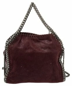 Outlet ✔️ Stella McCartney Burgundy Faux Suede Mini Falabella Tote For 👩 Women 🧨 -Stella McCartney Shop luxury women stella mccartney used handbags p519440 004