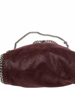 Outlet ✔️ Stella McCartney Burgundy Faux Suede Mini Falabella Tote For 👩 Women 🧨 -Stella McCartney Shop luxury women stella mccartney used handbags p519440 013