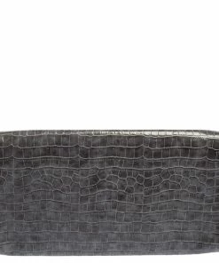 Flash Sale ✔️ Stella McCartney Grey Faux Croc Leather Oversized Flap Clutch For 👩 Women ✔️ -Stella McCartney Shop luxury women stella mccartney used handbags p520850 008