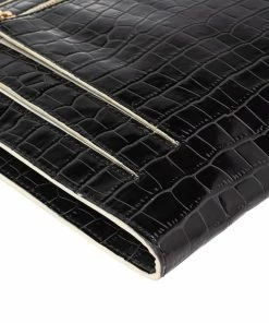 Cheap ✨ Stella McCartney Black Croc Embossed Faux Leather Clutch Bag For 👩 Women ✨ -Stella McCartney Shop luxury women stella mccartney used handbags p521527 003