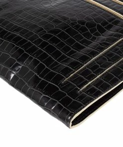 Cheap ✨ Stella McCartney Black Croc Embossed Faux Leather Clutch Bag For 👩 Women ✨ -Stella McCartney Shop luxury women stella mccartney used handbags p521527 004