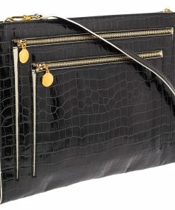 Cheap ✨ Stella McCartney Black Croc Embossed Faux Leather Clutch Bag For 👩 Women ✨ -Stella McCartney Shop luxury women stella mccartney used handbags p521527 007